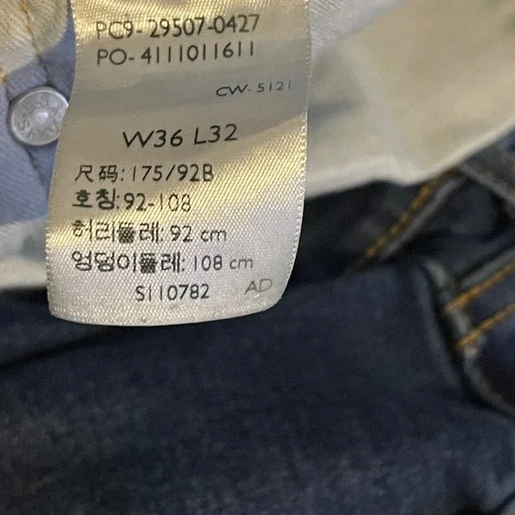 Levis 502 Regular Taper Mens Blue Jeans Size 36x32 Dark Wash Denim (35x30) - Picture 12 of 13